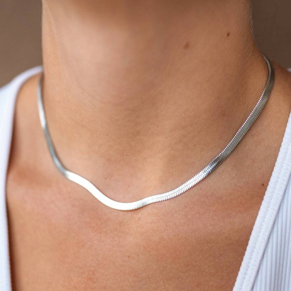 NEW ALCHEMY & CO women's weekender herringbone necklace in silver
